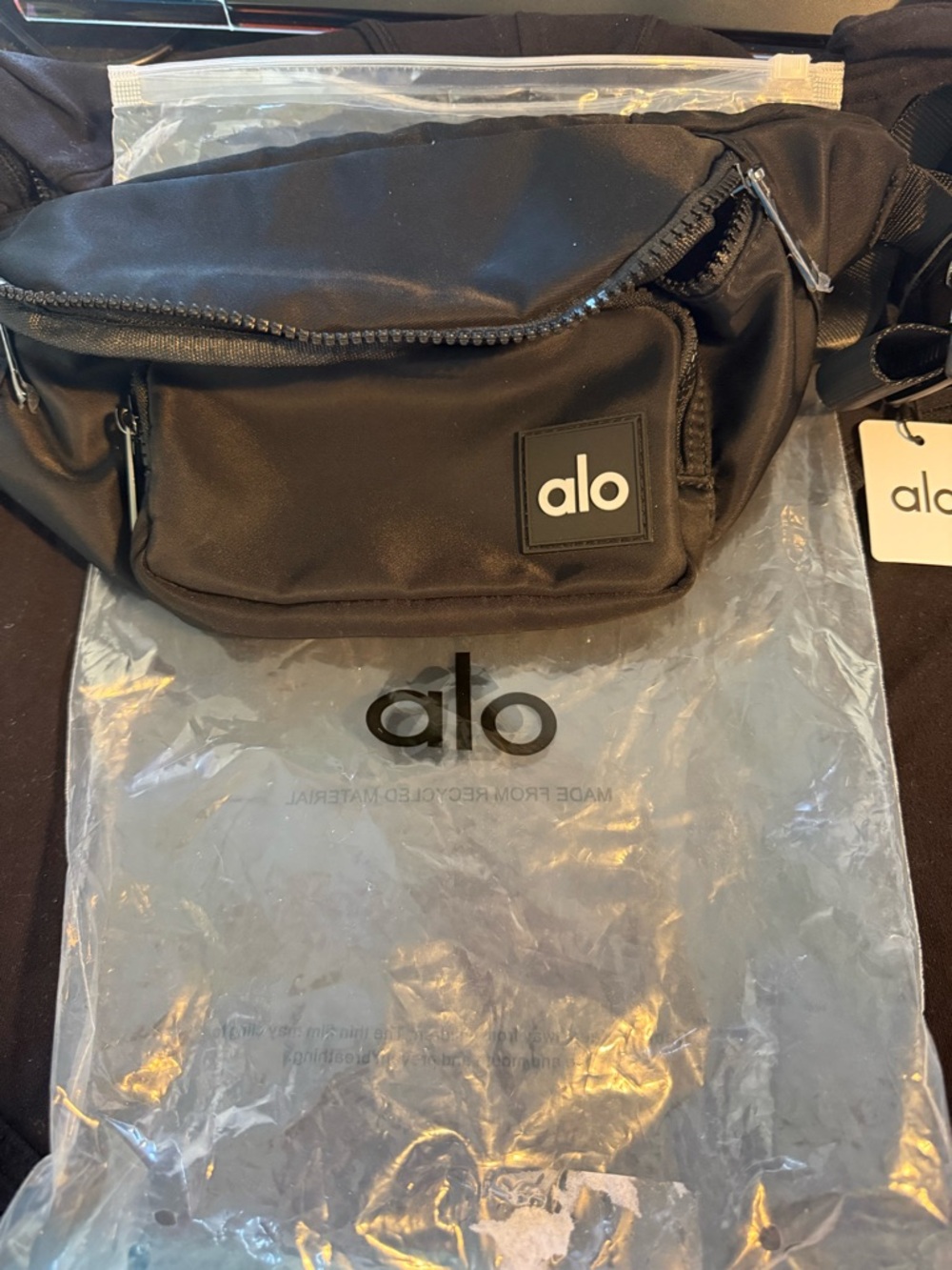 ALO Yoga Black Men’s Waist Bag with Front Logo Patch